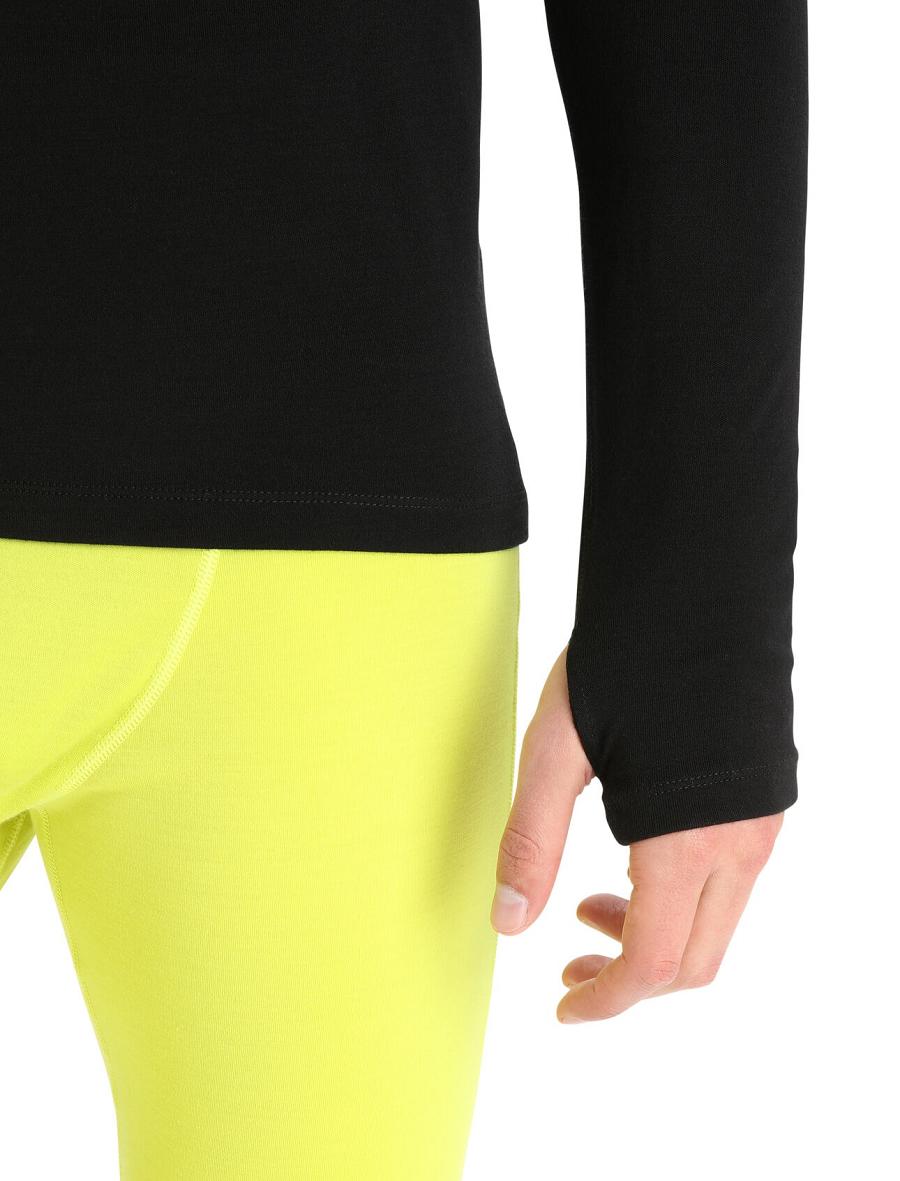 Base Layers Icebreaker MerinoFine™ Long Sleeve Roll Neck Męskie Czarne | PL 1603NWYB